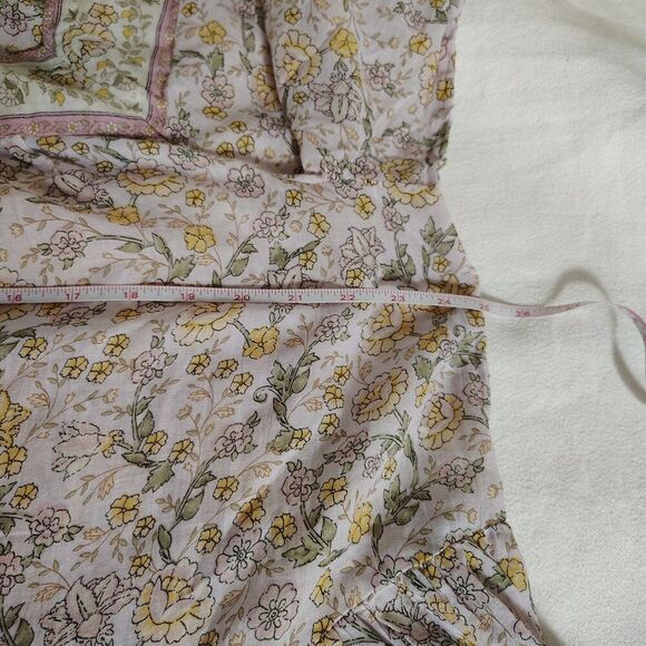 Womens Floral Prairie Peplum Tunic Top Size L Lavender Boho Cottagecore Blouse - Picture 11 of 12